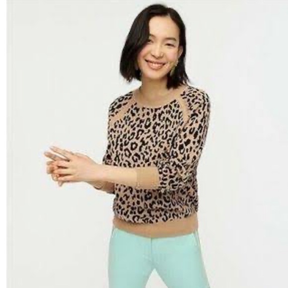 J. Crew Sweaters - JCrew leopard print raglan sleeve sweater, Size small